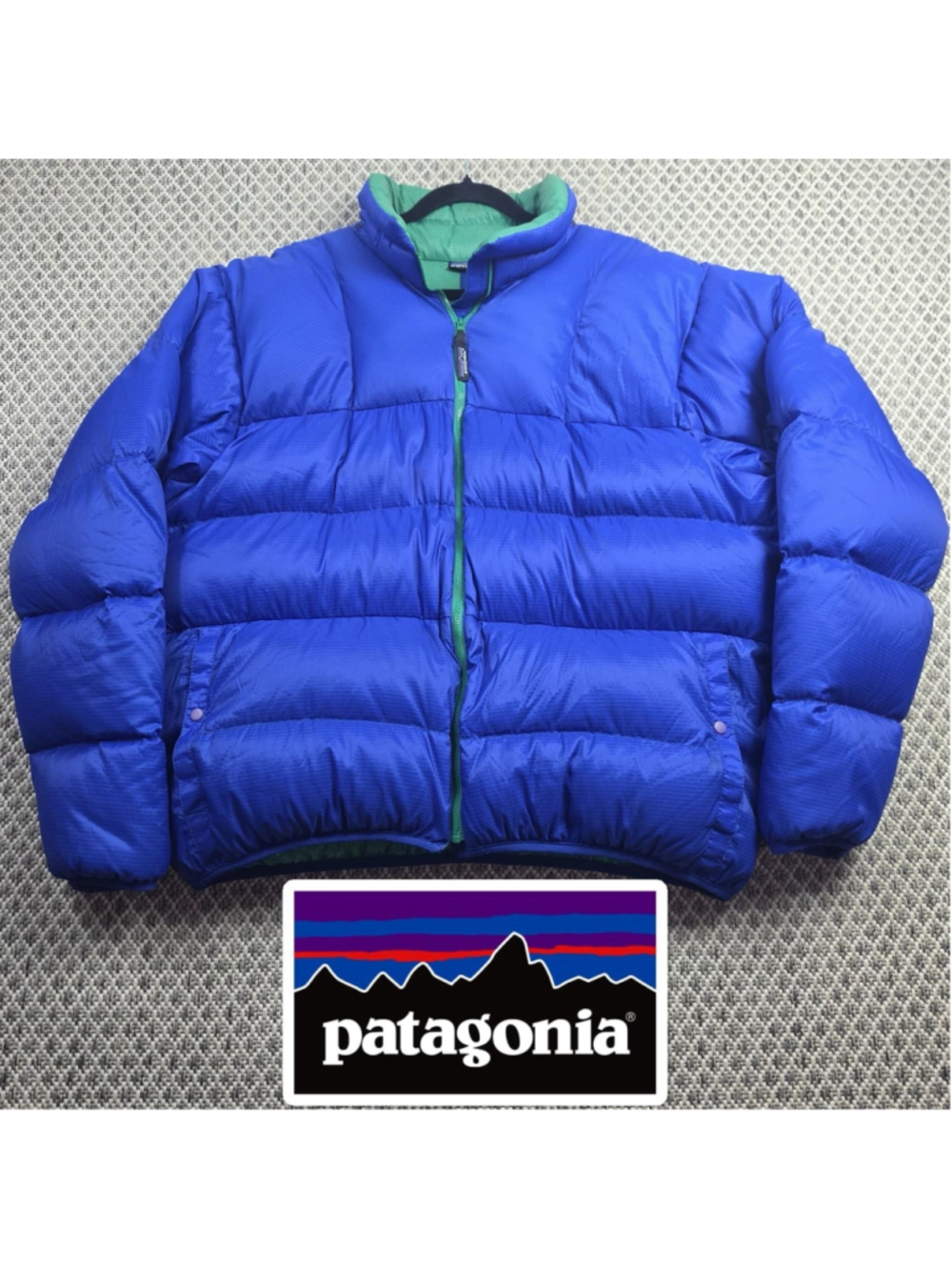 Vintage Patagonia Down Puffer Jacket Mens XL Blue Green Taiwan Goose Down
